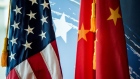 U.S. and China flags. 