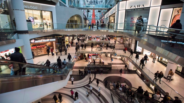 Crowds gather at the Eaton Centre in search of Boxing Day sales in Toronto on Wednesday, Dec. 26, 20