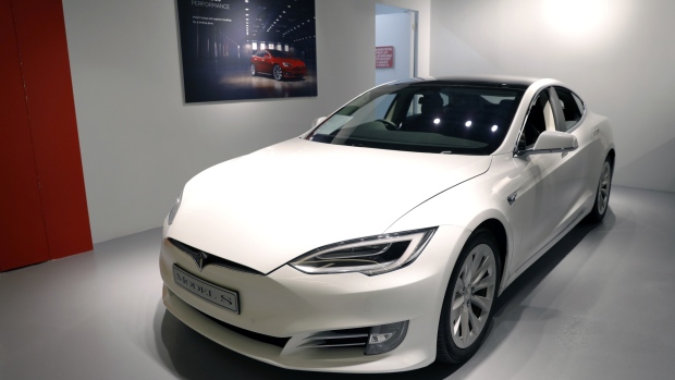 A Tesla Inc. Model S electric vehicle sits on display at a showroom in Hong Kong, China, on Friday, Nov. 23, 2018.