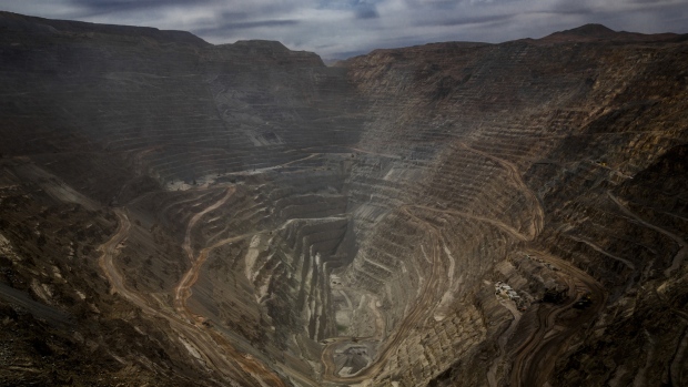 The Codelco Chuquicamata open pit copper mine stands near Calama, Chile, on Thursday, Aug. 2, 2018. Protests at the Chuquicamata copper mine in late July were the first labor disruptions in Chile this year, and happened amid calls for a strike from the union at the world's largest mine, BHP Billiton Ltd.'s Escondida.