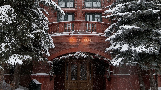 ASPEN, CO - DECEMBER 20: General view of the entrance at The St. Regis Aspen Resort on December 20, 2013 in Aspen, Colorado. (Photo by Jason Bahr/Getty Images for The St. Regis Aspen Resort)