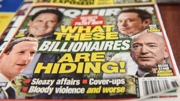 NEW YORK, NY - FEBRUARY 08: The National Enquirer is photographed at a convenience store on February 8, 2019 in New York City. Jeff Bezos, CEO of Amazon is accusing the David J. Pecker, publisher of National Enquirer, the nations leading supermarket tabloid, of extortion and blackmail. (Photo by Stephanie Keith/Getty Images) 