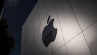 The Apple Inc. logo is seen on the front of the store during the sales launch of the Apple Inc. iPhone 8 smartphone, Apple watch series 3 device, and Apple TV 4K in San Francisco, California, U.S., on Friday, Sept. 22, 2017. 