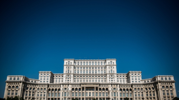 The Romanian parliament building stands in Bucharest, Romania, on Thursday, June 12, 2014.