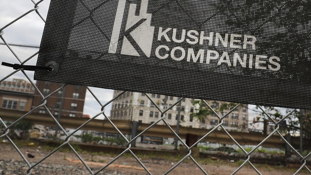 JERSEY CITY, NJ - MAY 09: The Kushner family name is displayed on advertising at the One Journal Square project in Jersey City on May 9, 2017 in Jersey City, New Jersey. It has been reported that Nicole Meyer, Jared Kushner\'s sister, spoke about her brother at a conference for Chinese investors as she looked to persuade the wealthy guests to invest in the $821 million, two-tower project. Kushner Companies is the development firm which was formerly run by presidential adviser and son-in-law Jared Kushner. (Photo by Spencer Platt/Getty Images) 