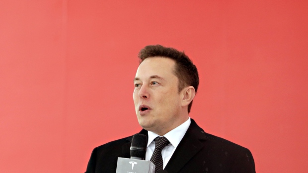 Elon Musk, chief executive officer of Tesla Inc., speaks during an event at the site of the company's manufacturing facility in Shanghai, China, on Monday, Jan. 7, 2019. After four years of planning, Tesla finally broke ground on its planned $5 billion factory in the world's biggest auto market. 