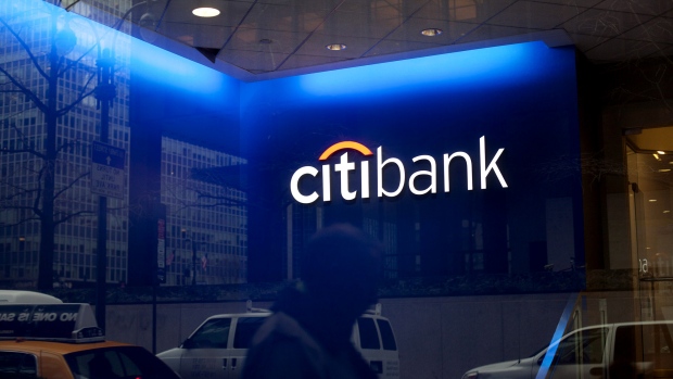 A man walks past Citigroup Inc. offices in New York. 