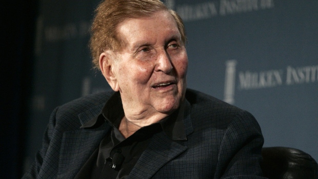 Sumner Redstone, chairman and founder of Viacom Inc., speaks at the Milken Institute Global Conference in Los Angeles, California, U.S. 