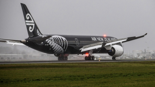 A Boeing Co. 787-9 Dreamliner aircraft, operated by Air New Zealand Ltd., touches down at Auckland International Airport in Auckland, New Zealand. 