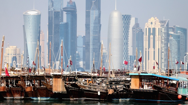 DOHA, QATAR - DECEMBER 29: The West Bay skyline of Doha, Qatar?'s capital city, as seen from the Corniche ahead of the 2022 FIFA World Cup Qatar on December 29, 2015 in Doha, Qatar. (Photo by Warren Little/Getty Images)