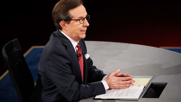 LAS VEGAS, NV - OCTOBER 19: Fox News anchor and moderator Chris Wallace speaks to candidates during the third U.S. presidential debate at the Thomas & Mack Center on October 19, 2016 in Las Vegas, Nevada. Tonight is the final debate ahead of Election Day on November 8. (Photo by Mark Ralston-Pool/Getty Images)