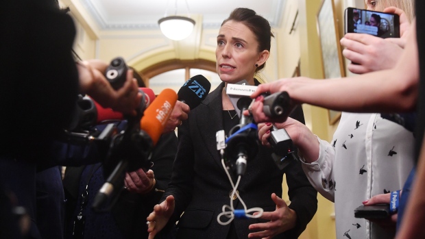 WELLINGTON, NEW ZEALAND - MARCH 19: Prime Minister Jacinda Ardern speaks to media at Parliament as New Zealand considers gun law reforms on March 19, 2019 in Wellington, New Zealand. 50 people were killed, and dozens are still injured in hospital after a gunman opened fire on two Christchurch mosques on Friday, 15 March. The accused attacker, 28-year-old Australian, Brenton Tarrant, has been charged with murder and remanded in custody until April 5. The attack is the worst mass shooting in New Zealand's history. (Photo by Mark Tantrum/Getty Images) Photographer: Mark Tantrum/Getty Images AsiaPac
