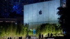 The Apple Inc. logo is displayed at the company's store on the Cotai strip in Macau, China