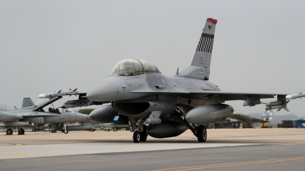 A U.S. Air Force F-16 Fighting Falcon fighter jet
