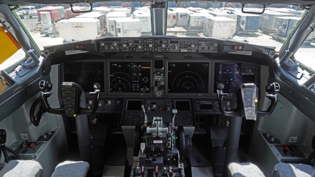 A Boeing 737 Max 8 cockpit. Photographer: Dimas Ardian/Bloomberg