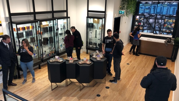 The interior of Toronto's Hunny Pot cannabis store on April 1, 2019
