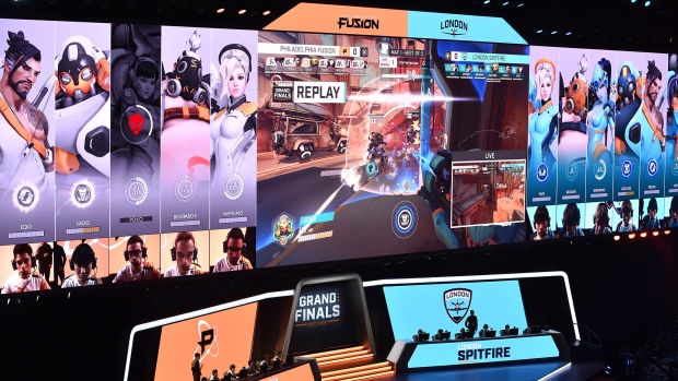 Philadelphia Fusion play London Spitfire during Overwatch League Grand Finals - Day 2 at Barclays Center on July 28, 2018 in New York City. 