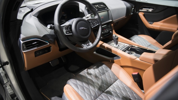 The interior of a Jaguar Land Rover Automotive Plc F-Pace SVR crossover 