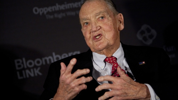 John C. Bogle, founder of the Vanguard Group Inc., speaks at a portfolio manager conference in New York, U.S., on Thursday, Feb. 16, 2012. Bogle, who popularized index investing, said lower tax rates for certain types of gains earned by private equity firms are "ridiculous." Photographer: Scott Eells/Bloomberg *** Local Caption *** John C. Bogle