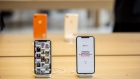 Apple Inc. iPhone smartphones sit on display during the opening of the company's new Carnegie Library store at Mount Vernon Square in Washington, D.C., U.S on Saturday, May 11, 2019. 
