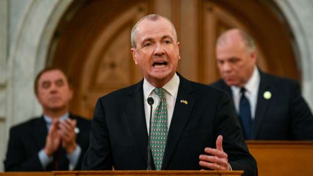 Phil Murphy, governor of New Jersey, speaks during a fiscal year 2020 budget address at the New Jersey State Assembly chamber in Trenton, New Jersey, U.S., on Tuesday, March 5, 2019. Murphy is taking another stab at a higher tax on New Jersey millionaires, part of his proposed $38.6 billion budget that includes a record pension payment and health-care savings negotiated with the public workers union that helped elect him. 