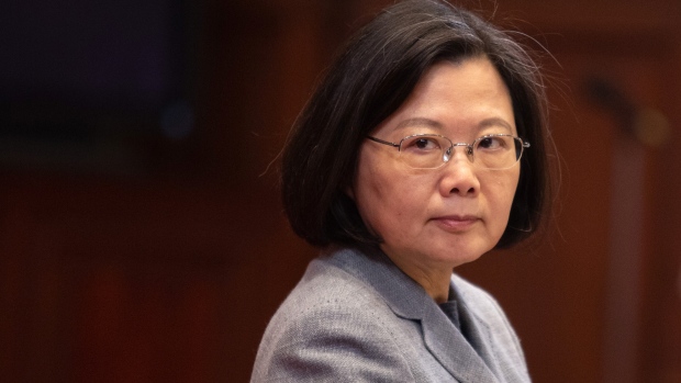 Tsai Ing-wen, Taiwan's president, looks on during a news conference at the Presidential Palace in Taipei, Taiwan, on Saturday, Jan. 5, 2019. 