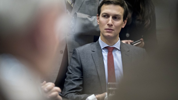 Jared Kushner, senior White House adviser, listens during a county sheriff listening session with U.S. President Donald Trump, not pictured, in the Roosevelt Room of the White House in Washington, D.C., U.S., on Tuesday, Feb. 7, 2017. The Trump administration will return to court Tuesday to argue it has broad authority over national security and to demand reinstatement of a travel ban on seven Muslim-majority countries that stranded refugees, triggered protests and handed the young government its first crucial test. Photographer: Andrew Harrer/Bloomberg 