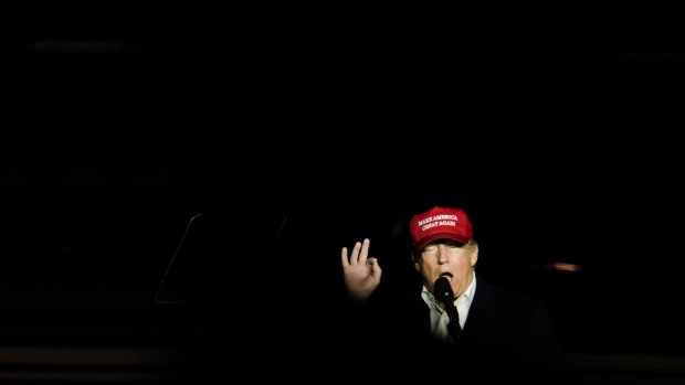 Donald Trump during a campaign rally in Pennsylvania, in 2016. Photographer: Ty Wright/Bloomberg