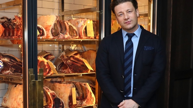 Jamie Oliver at the opening of restaurant in London. 
