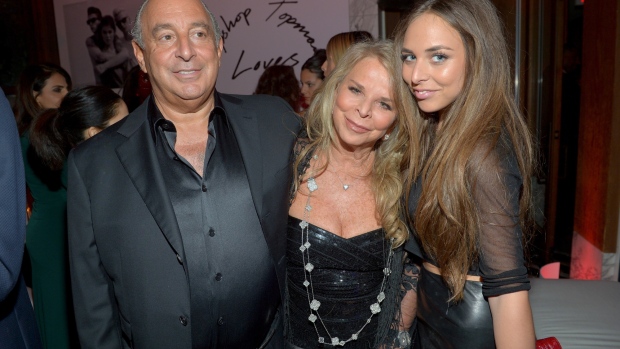 LOS ANGELES, CA - FEBRUARY 13: Proprietor Sir Philip Green, Lady Tina Green and Chloe Green attends the Topshop Topman LA Opening Party at Cecconi's West Hollywood on February 13, 2013 in Los Angeles, California. (Photo by Charley Gallay/Getty Images for Topshop Topman)