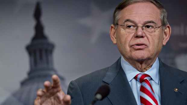 Senator Robert Menendez, a Democrat from New Jersey, speaks during a news conference at the U.S. Capitol in Washington, D.C., U.S., on Thursday, Dec. 20, 2018. Senator Lindsey Graham said the decision by President Donald Trump to withdraw U.S. forces from Syria “rattled the world” and must be reconsidered. 