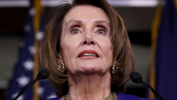 WASHINGTON, DC - MAY 22: Speaker of the House Nancy Pelosi (D-CA) speaks at a press conference at the U.S. Capitol following an aborted White House meeting with U.S. President Donald Trump on infrastructure legislation on May 22, 2019 in Washington, DC. During the press conference Pelosi said, "I pray for the President and I pray for the United States of America." (Photo by Win McNamee/Getty Images) Photographer: Win McNamee/Getty Images North America