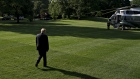 U.S. President Donald Trump walks on the South Lawn of the White House before boarding Marine One in Washington, D.C., U.S., on Thursday, May 30, 2019. Trump renewed his assertion that Robert Muellers report exonerated him of wrong-doing, claiming that the special counsel "would have brought charges" if he could, and adding that he "can't imagine the courts allowing him" to be impeached. 