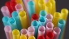 Plastic straws are pictured in North Vancouver on June 4, 2018.  
