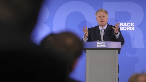 Johnson delivers a speech during the launch of his campaign to become the next leader of the U.K. Conservative party in London on June 12, 2019. 