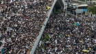 Protesters occupy a main road and walkways during a rally against a proposed extradition law in Hong Kong, China, on Wednesday, June 12, 2019. Photographer: Paul Yeung/Bloomberg
