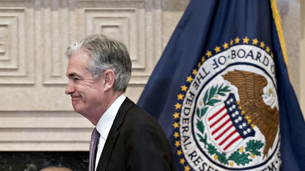 Jerome Powell, chairman of the Federal Reserve, arrives for a Federal Reserve Board meeting in Washington, D.C., U.S., on Monday, April 8, 2019. The Federal Reserve Board today is considering new rules governing the oversight of foreign banks. Powell said the Fed wants foreign lenders treated similarly to U.S. banks. 