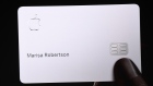 Apple card displayed on screen during an event in Cupertino, California on March 25, 2019. Photographer: David Paul Morris/Bloomberg