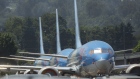 Grounded Boeing 737 MAX jets at a Boeing facility in Seattle on May 31