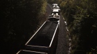 An eastbound coal train passes through Waddy, Kentucky. 
