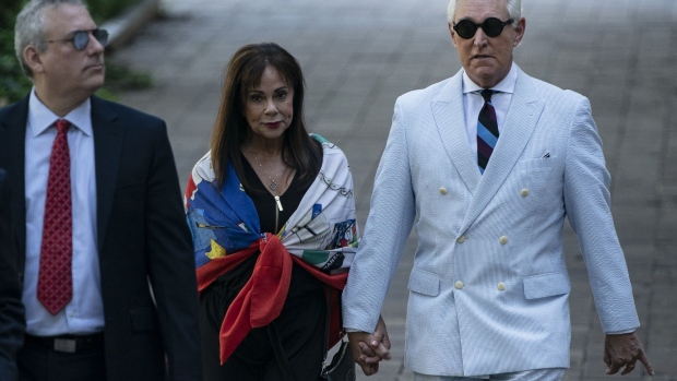 Roger Stone arrives at federal court in Washington, D.C., on July 16.