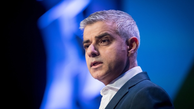 Sadiq Khan, mayor of London, speaks during a keynote session at the South By Southwest (SXSW) conference in Austin, Texas, U.S., on Monday, March 12, 2018. Amid the raucous parties and speed networking at the annual festival that draws people from technology, film, and music to Austin, Texas, there will be some soul searching about gender discrimination, sexual harassment and how to fix the broken workplace culture. Photographer: David Paul Morris/Bloomberg