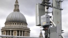 An array of 5G masts including Huawei equipment in central London. 