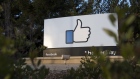 Signage is displayed outside Facebook Inc. headquarters in Menlo Park, California.
