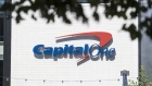 Signage is displayed on the exterior of a Capital One Financial Corp. cafe branch in Walnut Creek, California, U.S., on Tuesday, July 18, 2017. Capital One Financial Corp. is scheduled to release earnings figures on July 20. 
