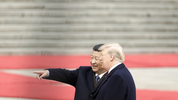 Xi Jinping and Donald Trump in 2017. 