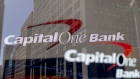 Capital One Financial Corp. signage is displayed outside a bank branch in New York, U.S., on Saturday, July 13, 2019. 