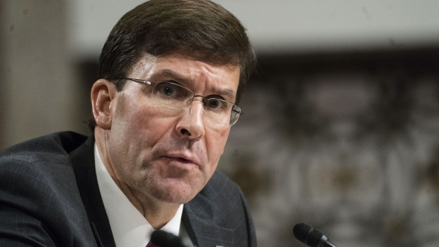 Mark Esper, secretary of defense nominee for U.S. President Donald Trump, testifies during a Senate Armed Services Committee confirmation hearing on Capitol Hill in Washington, D.C., U.S., on Tuesday, July 16, 2019. Esper's confirmation as secretary of defense is a matter of urgency after almost seven months with an acting leader at the Pentagon, the top Republican and Democrat on the Senate Armed Services Committee said at the hearing. Photographer: Sarah Silbiger/Bloomberg