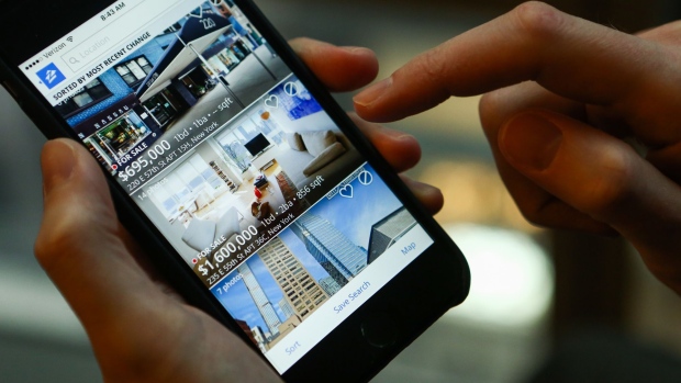 The Zillow Group Inc. application is displayed on an Apple Inc. iPhone in an arranged photograph taken in New York, U.S., on Monday, Feb. 8, 2016. 