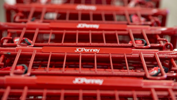 Shopping carts sit inside a J.C. Penney Co. store in Peoria, Illinois, U.S., on Saturday, May 12, 2018. J.C. Penney Co. is scheduled to release earnings figures on May 17. 